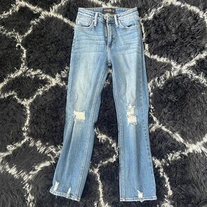 Wide-Legged Ripped Jeans Mid-Dark Wash (24)